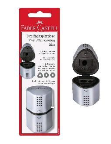 FABER CASTELL TEMPERAMATITE 3 FORI GRIP 2001 CON CONTENITORE ARGENTO